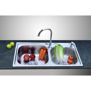 不锈钢双水槽 洗菜盆水槽套装76*40CM
