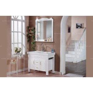 纯白实木浴室柜 现代方形浴室柜 落地式浴室柜