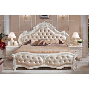 法式风格 1.8米皮拉扣床 PU发泡雕花床